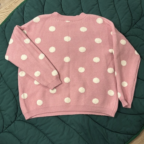 Chelsea & Theodore Medium Pink and White Polka Dot Sweater - Picture 7 of 7